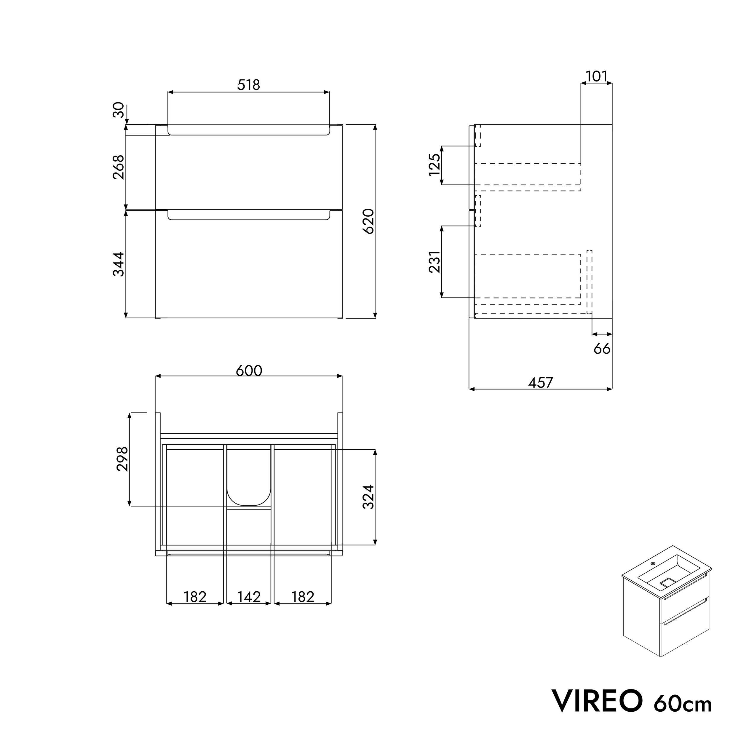 VIREO 60 cm underskåp