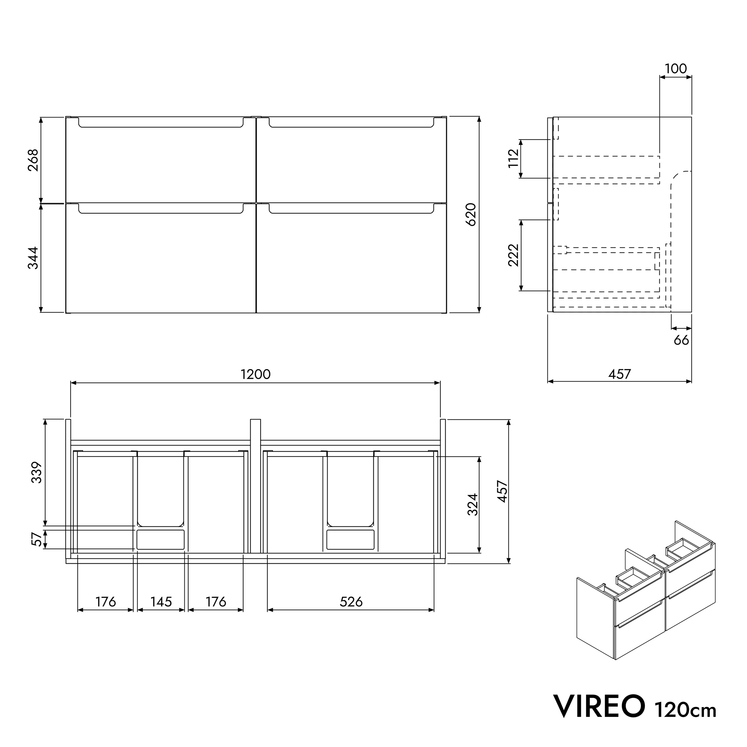 VIREO 120 cm underskåp