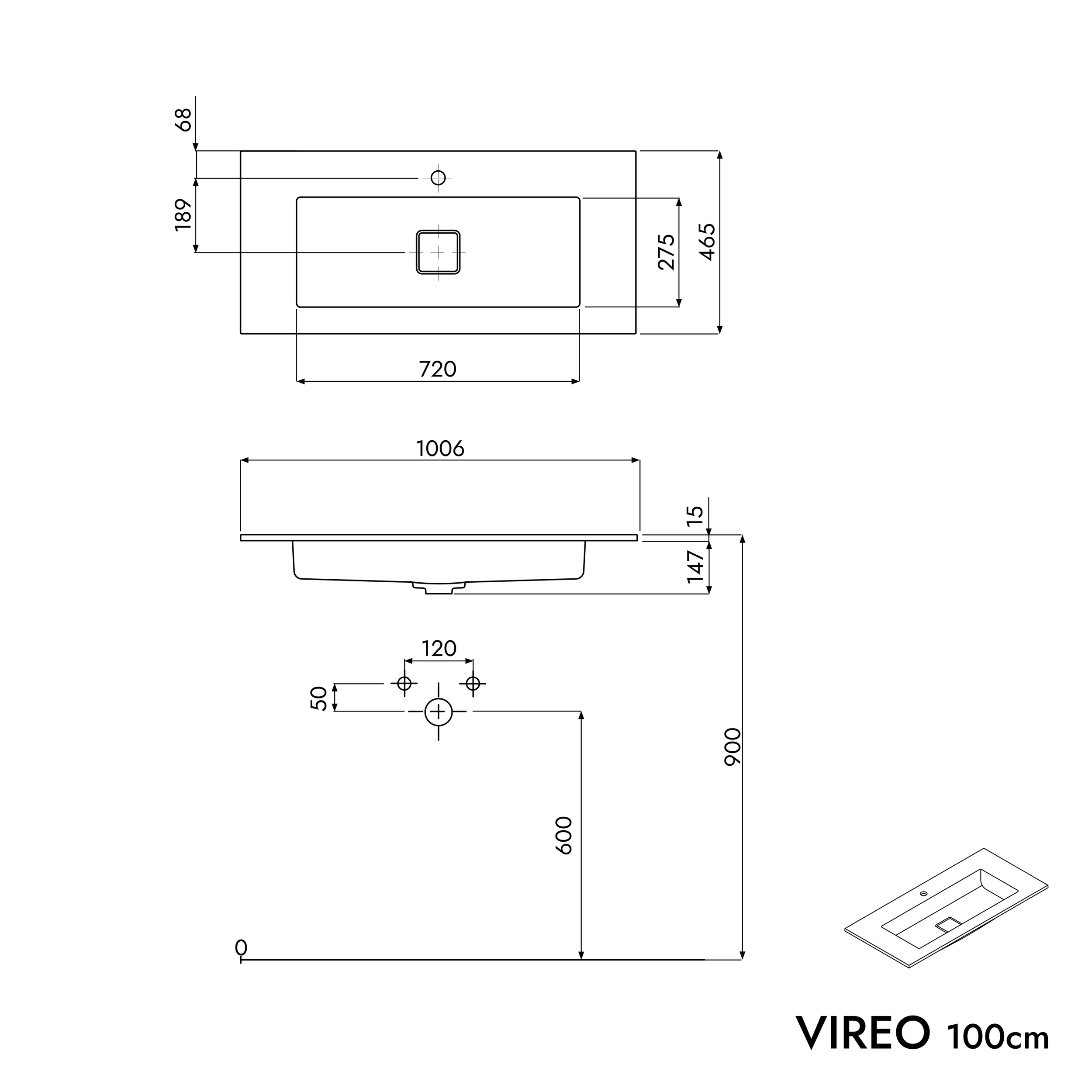 VIREO 100 cm underskåp