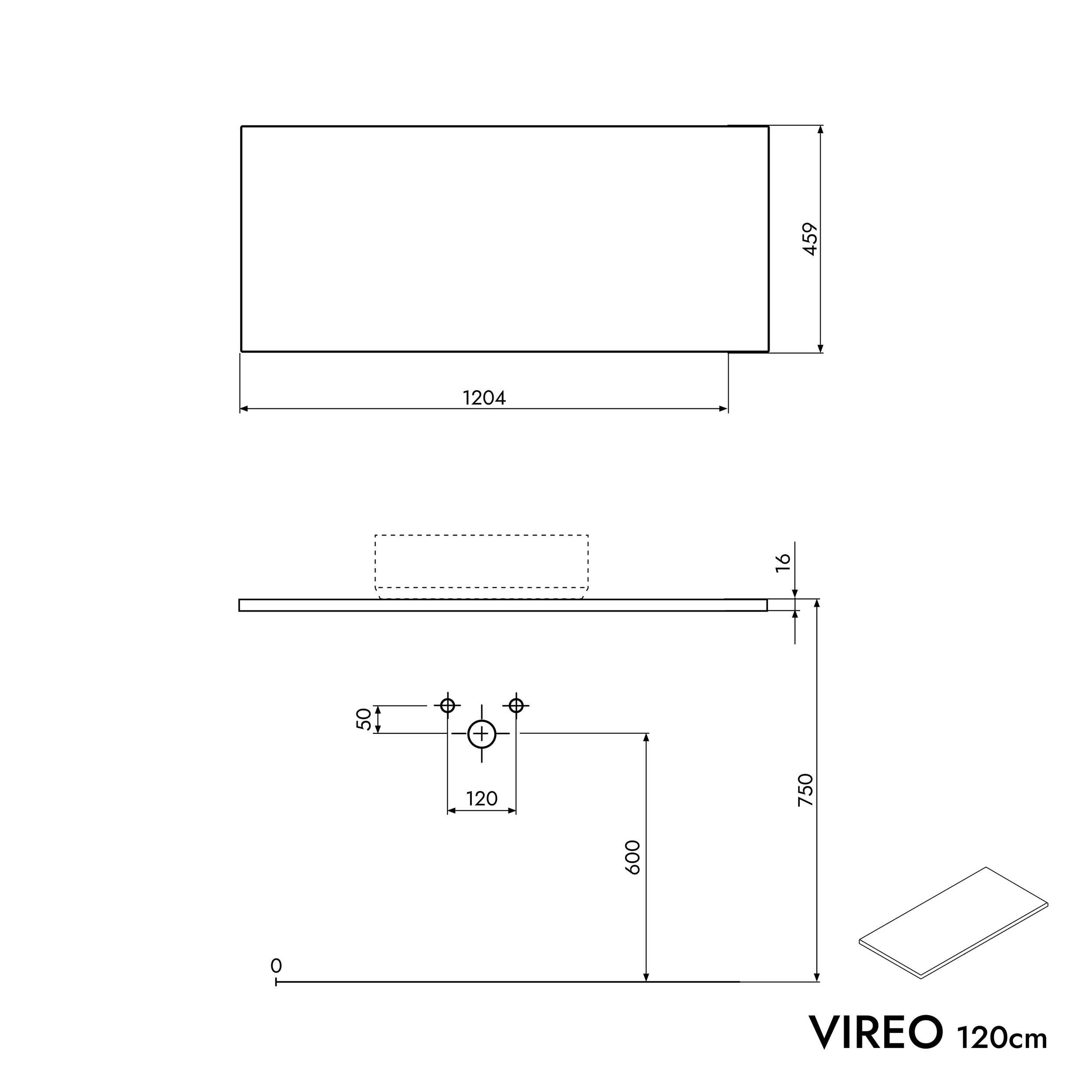 VIREO 120 cm underskåp