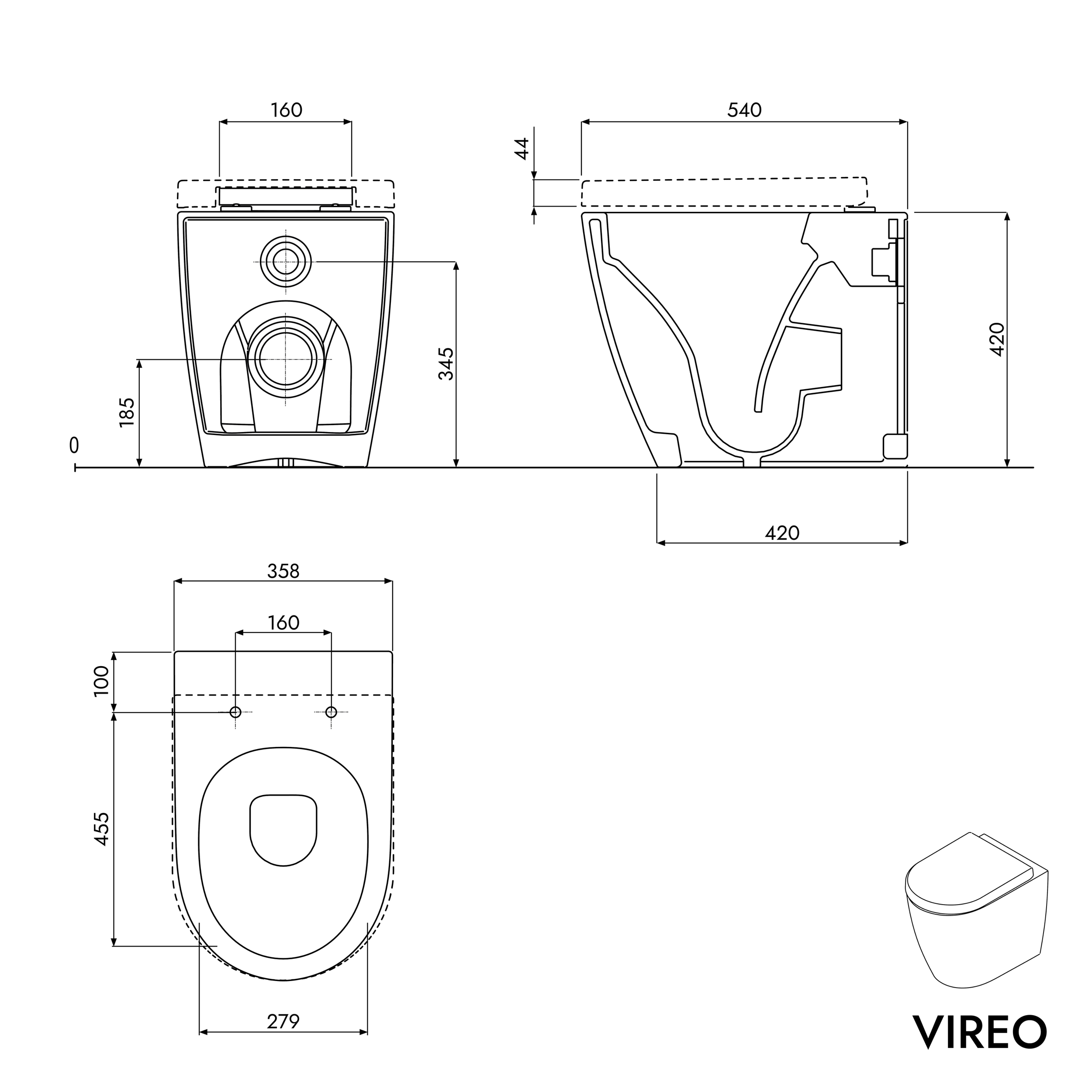 Fristående WC VIREO Vit