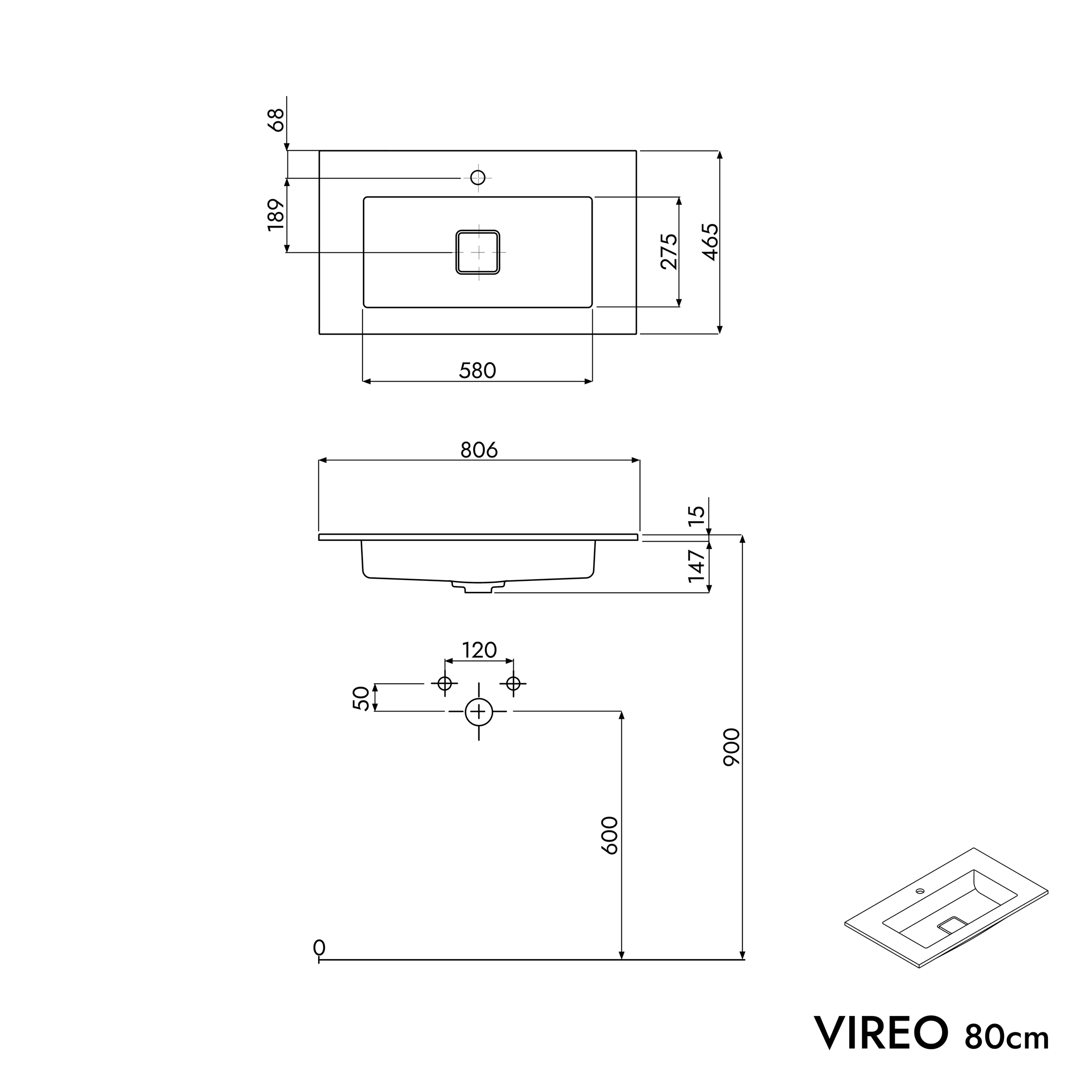 VIREO 80 cm underskåp