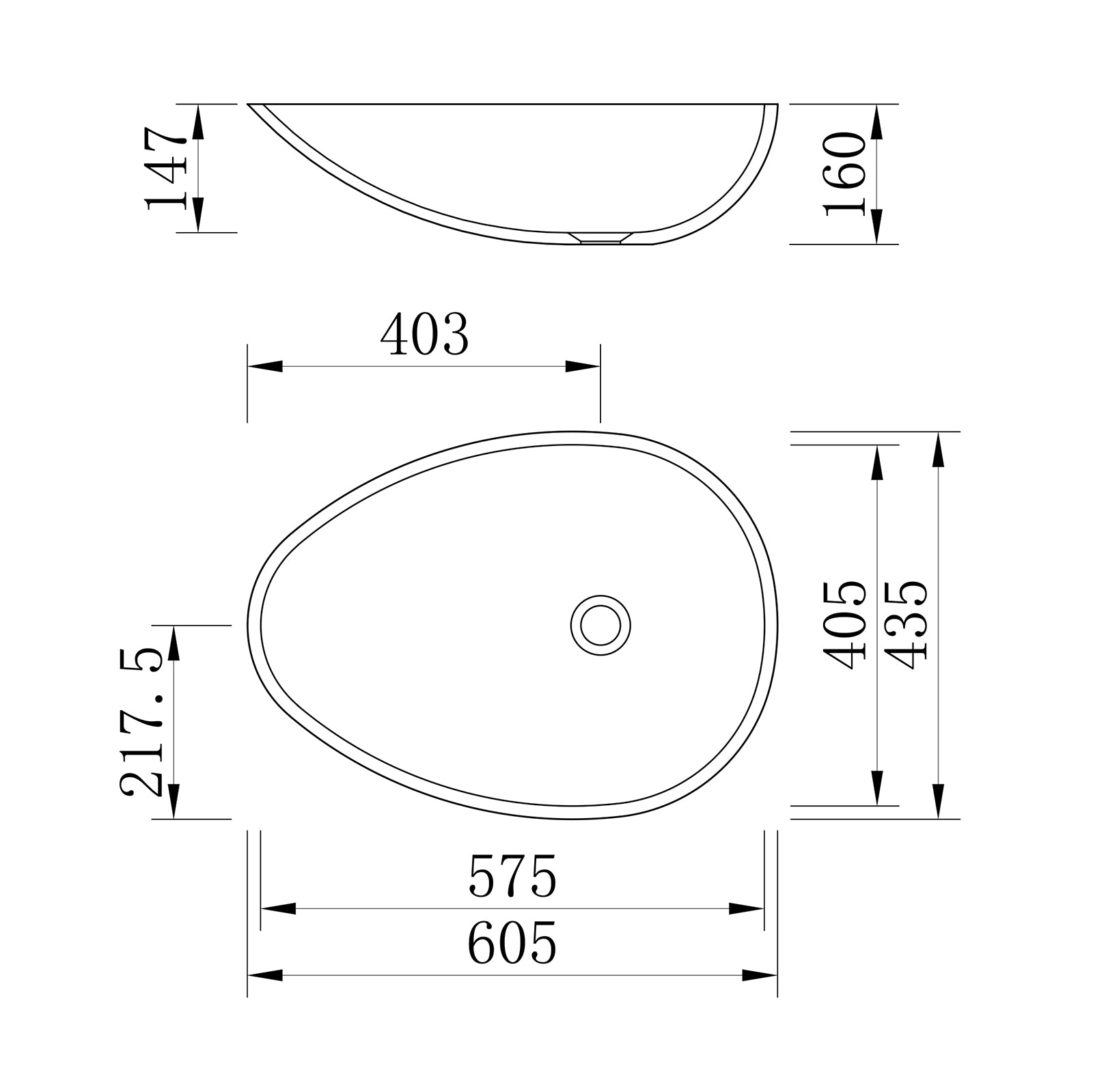 Designat tvättställ för bänkskiva VELA av mineralgjutmaterial - grå matt betongeffekt - 60,5 x 43,5 x 16 cm