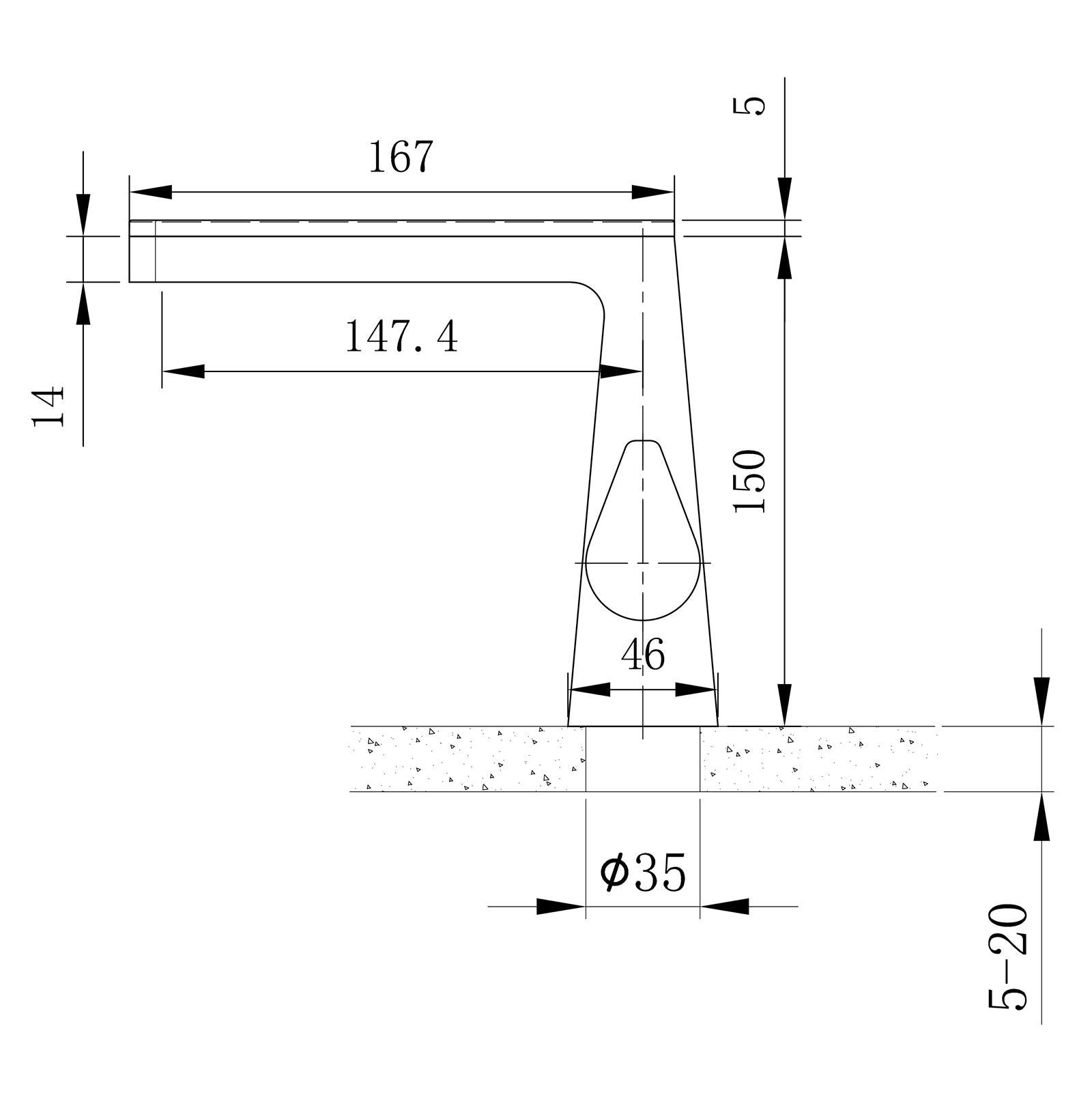 Design tvättställsblandare med vattenfall NT7320