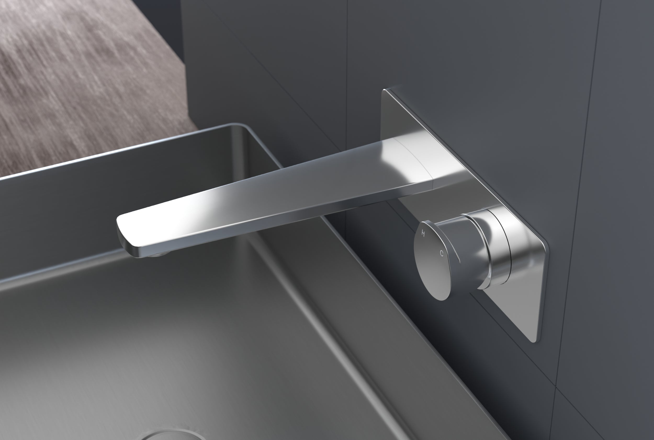 Design tvättställsblandare XELO för väggmontering