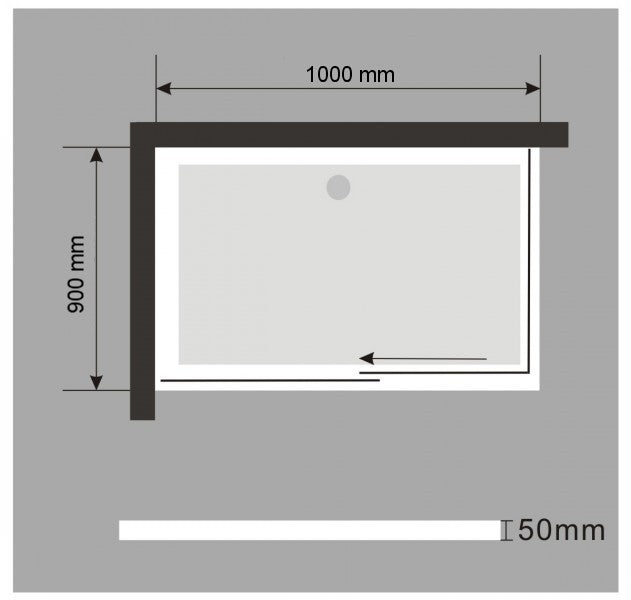 Rektangulärt duschkar - 100 x 90 cm  - med avlopp