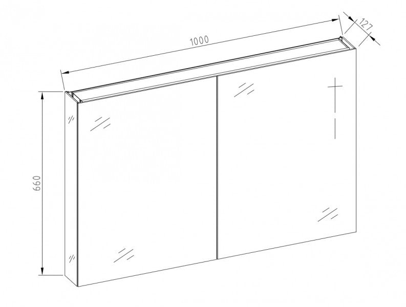 Aluminium spegelskåp 2-dörrar