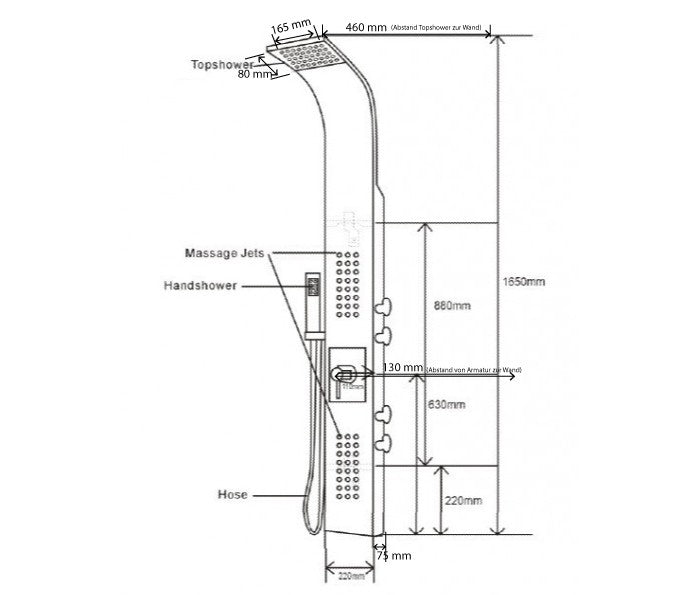 Duschsystem med SEDAL-termostat Duschpelare 8815