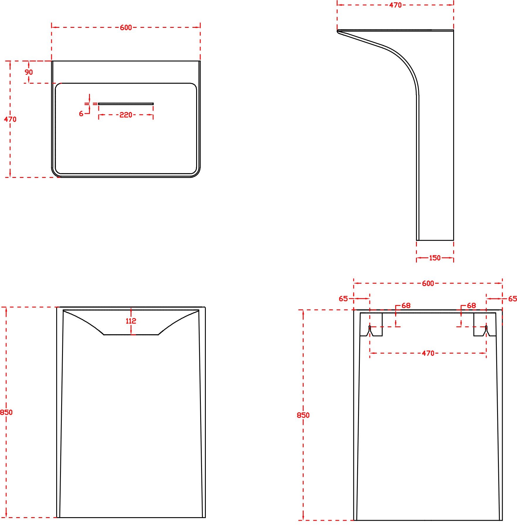 Golvtvättställ från Bernstein av kompositsten TWZ29 - 60 x 47 x 85 cm