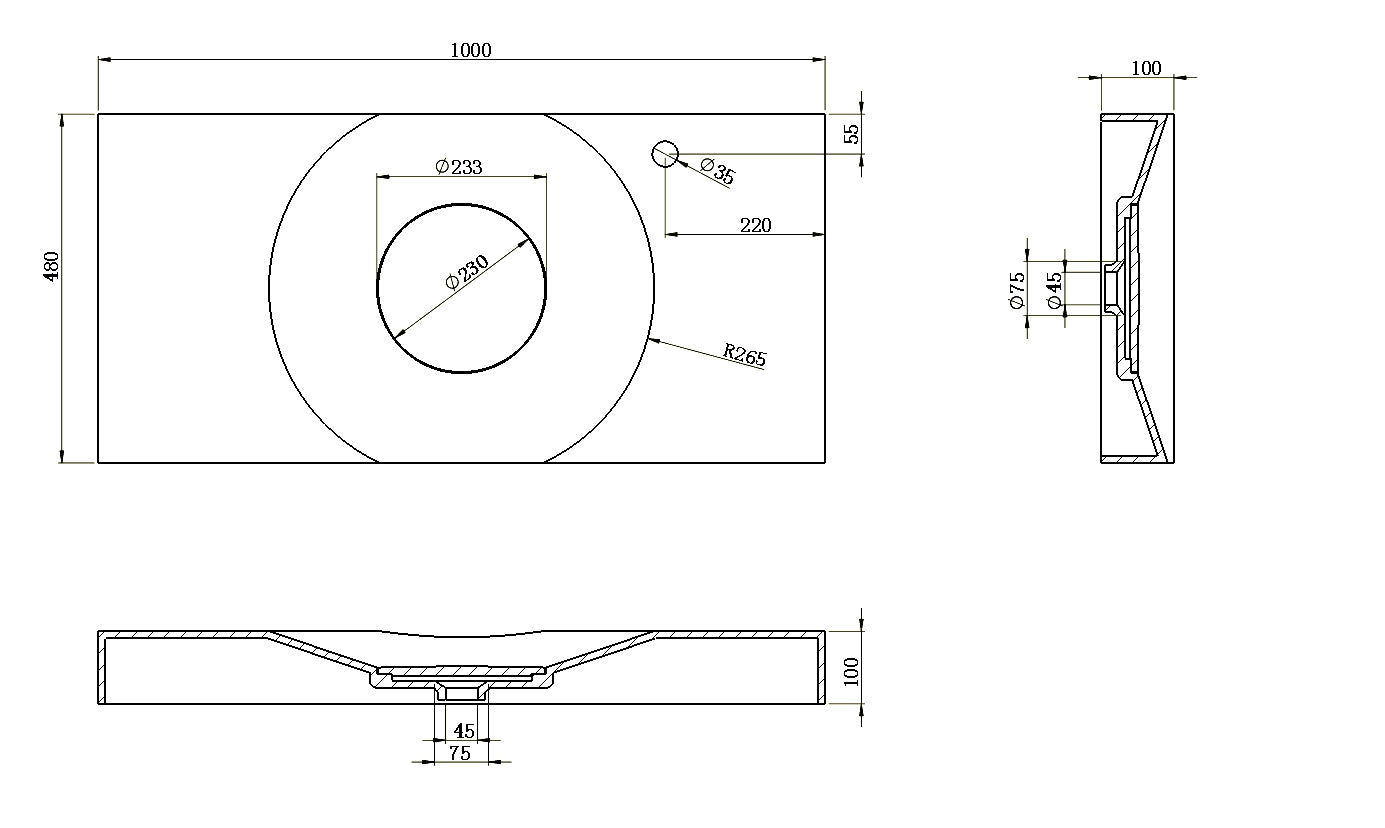 Design bänkskiva / Vägghängt handfat BS6059